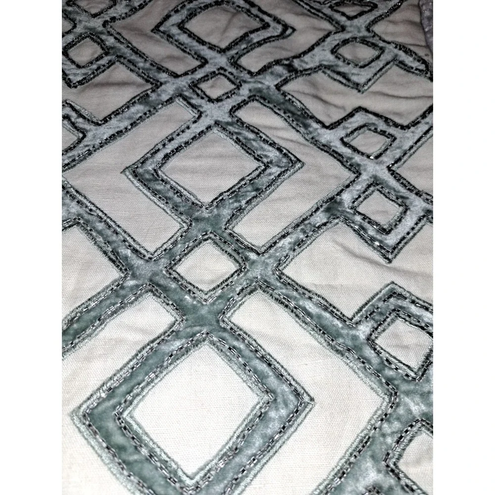 Callisto Home Geometric Beaded Pillow‎ Cover Euro Shams Neutral
